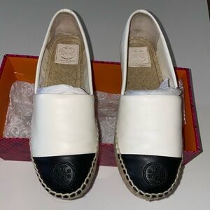 Tory Burch Black and Cream Espadrilles